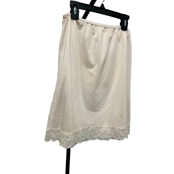 VINTAGE Opalite Beige Half Slip With Lace Trim SZ Short Medium - Picture 3 of 8